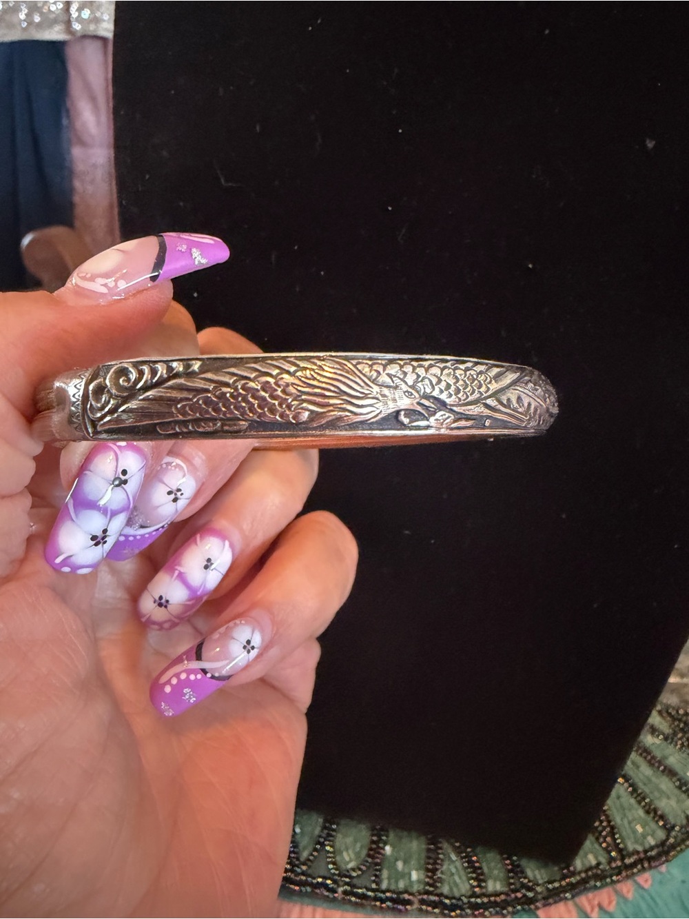Antique Sterling & Bamboo Bangle